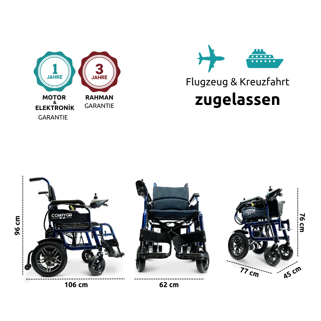 ComfyGO X-6 Elektrorollstuhl Leicht Design