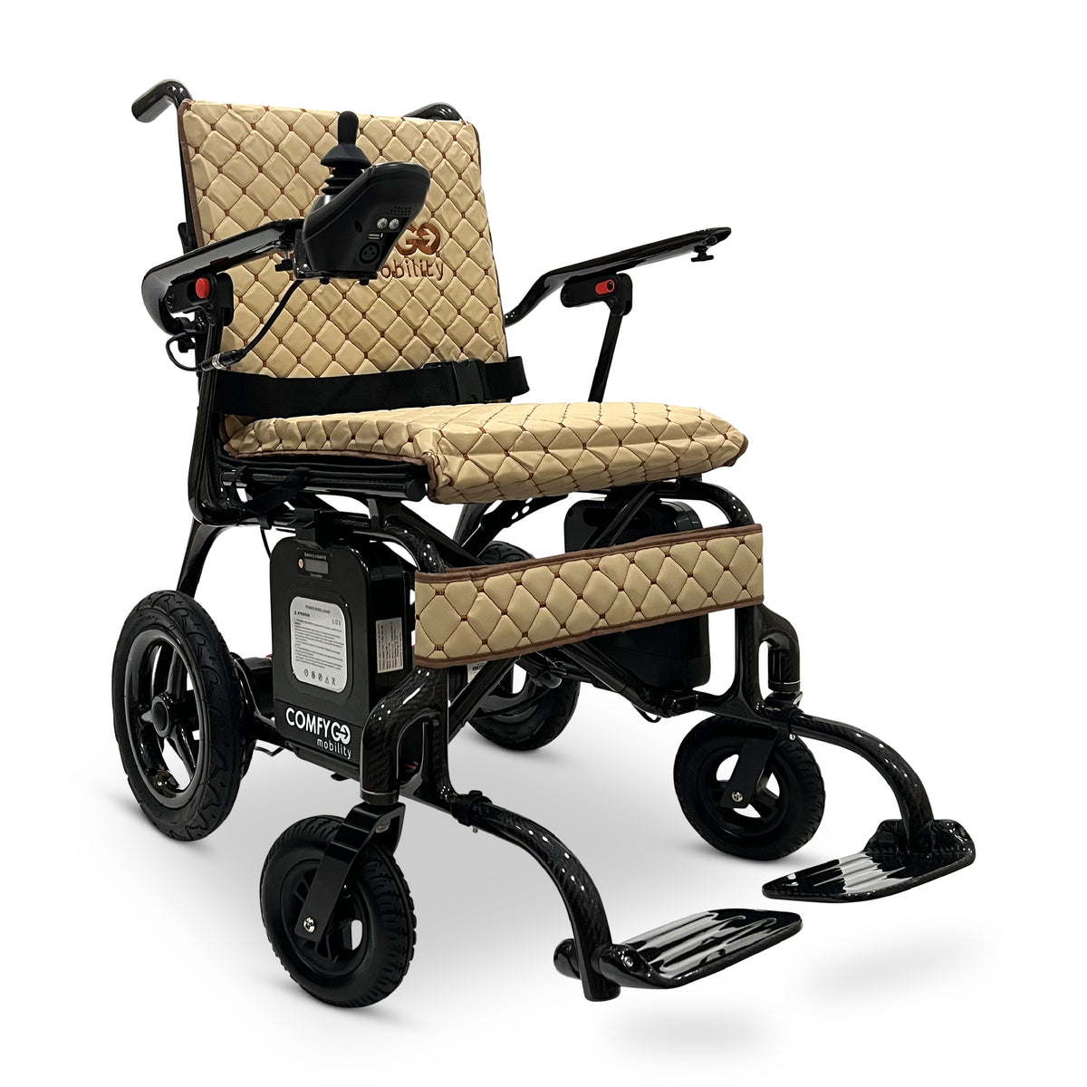 ComfyGO IQ-Carbon Elektrorollstuhl aus Carbon, Bezug Kaffee, Ansicht 1