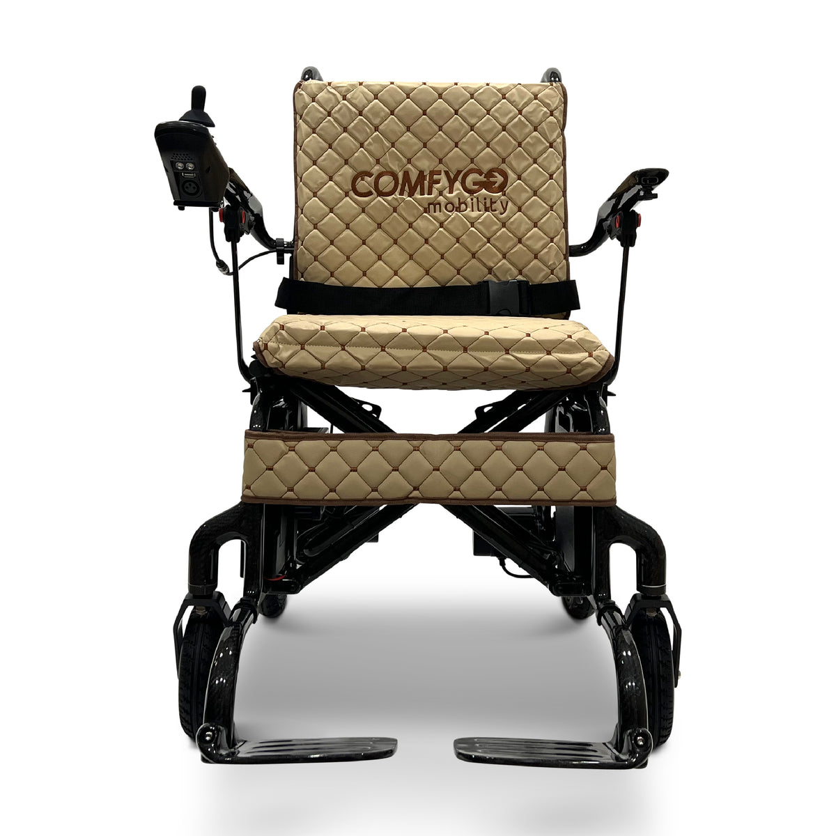 ComfyGO IQ-Carbon Elektrorollstuhl aus Carbon, Bezug Kaffee, Ansicht 2