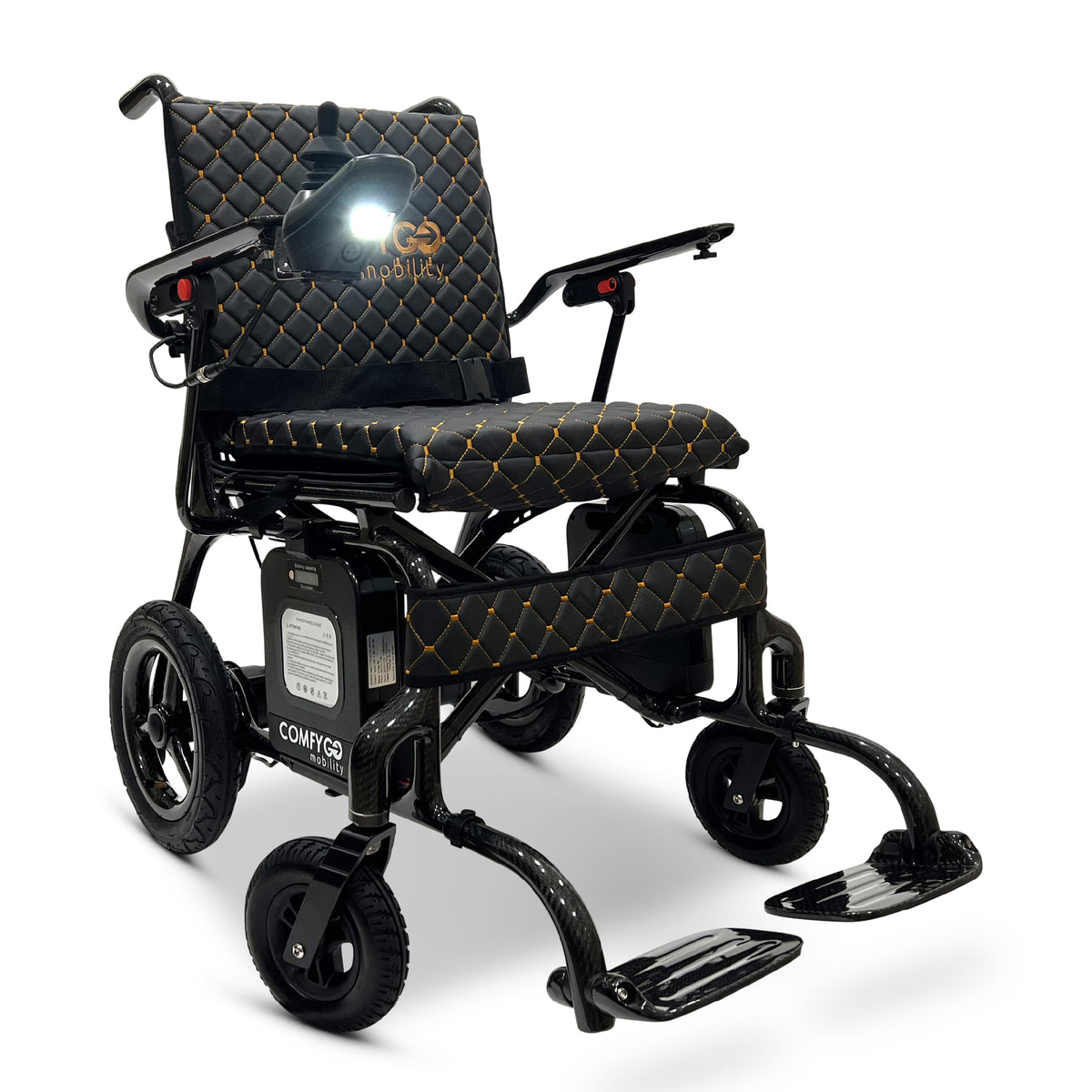 ComfyGO IQ-Carbon Elektrorollstuhl aus Carbon, Bezug Schwarz Textil, Ansicht 2