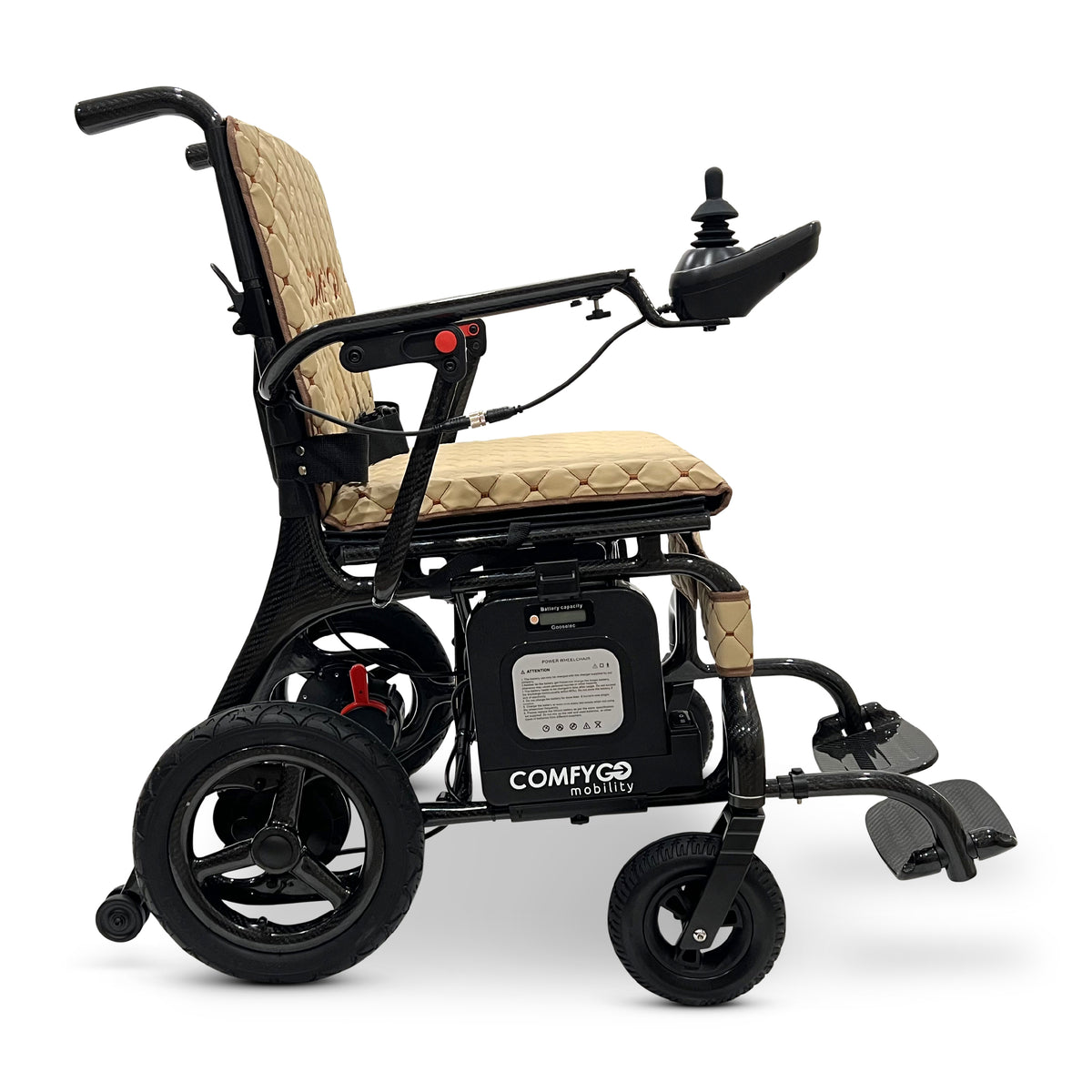ComfyGO IQ-Carbon Elektrorollstuhl aus Carbon, Bezug Kaffee, Ansicht 6