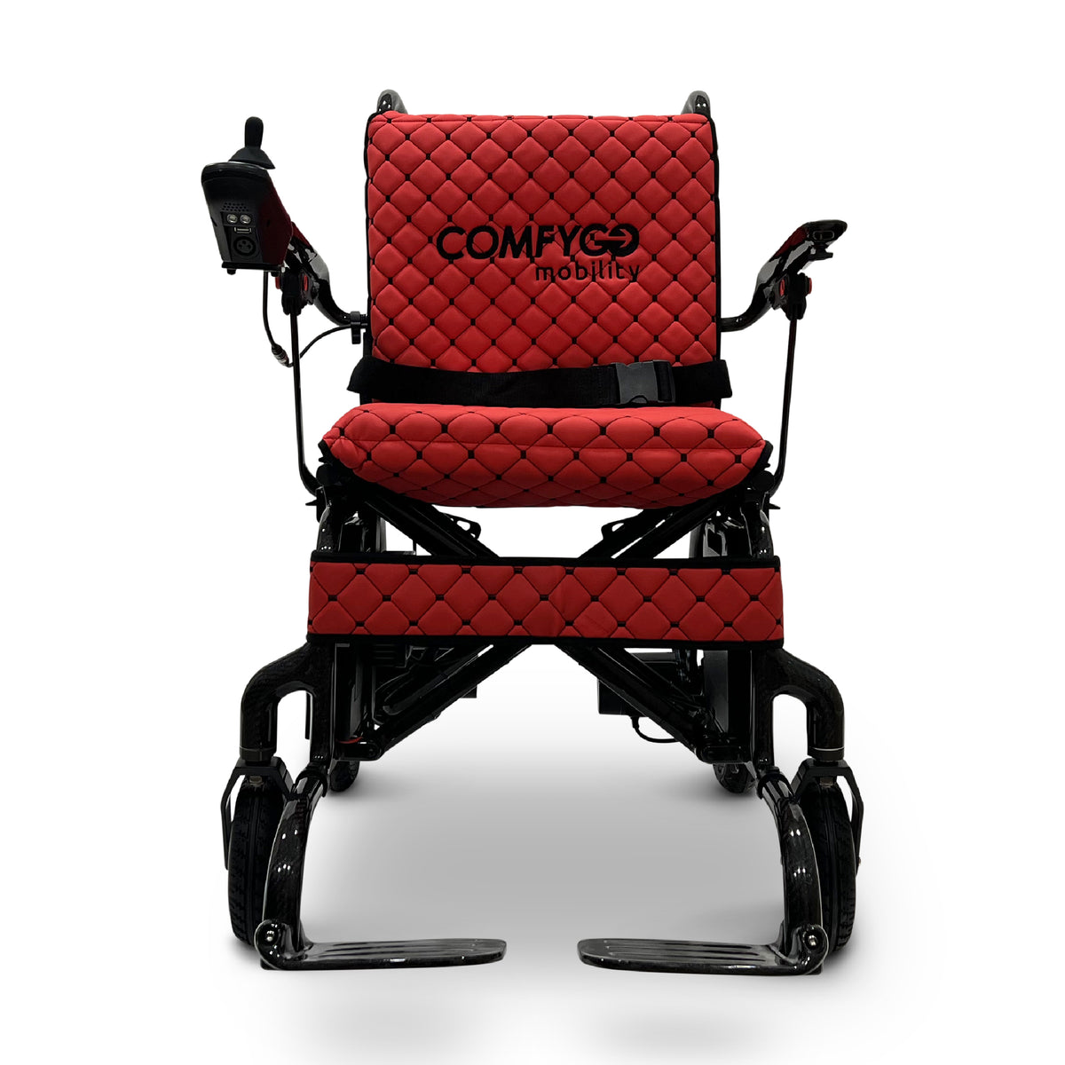 ComfyGO IQ-Carbon Elektrorollstuhl aus Carbon, Bezug Rot, Ansicht 2