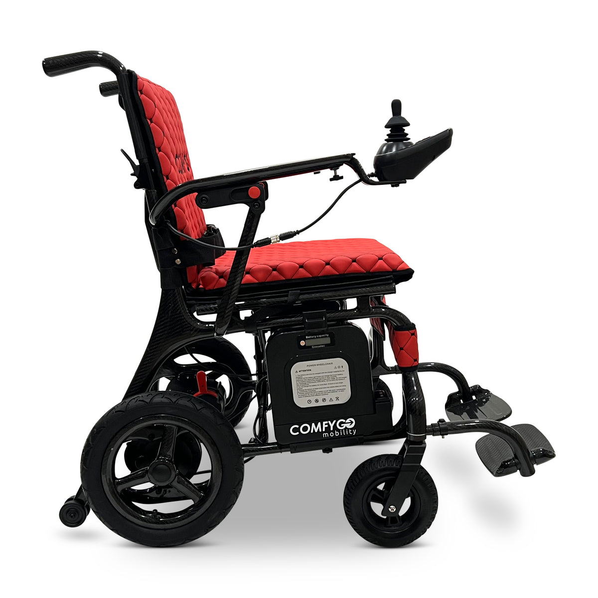 ComfyGO IQ-Carbon Elektrorollstuhl aus Carbon, Bezug Rot, Ansicht 6