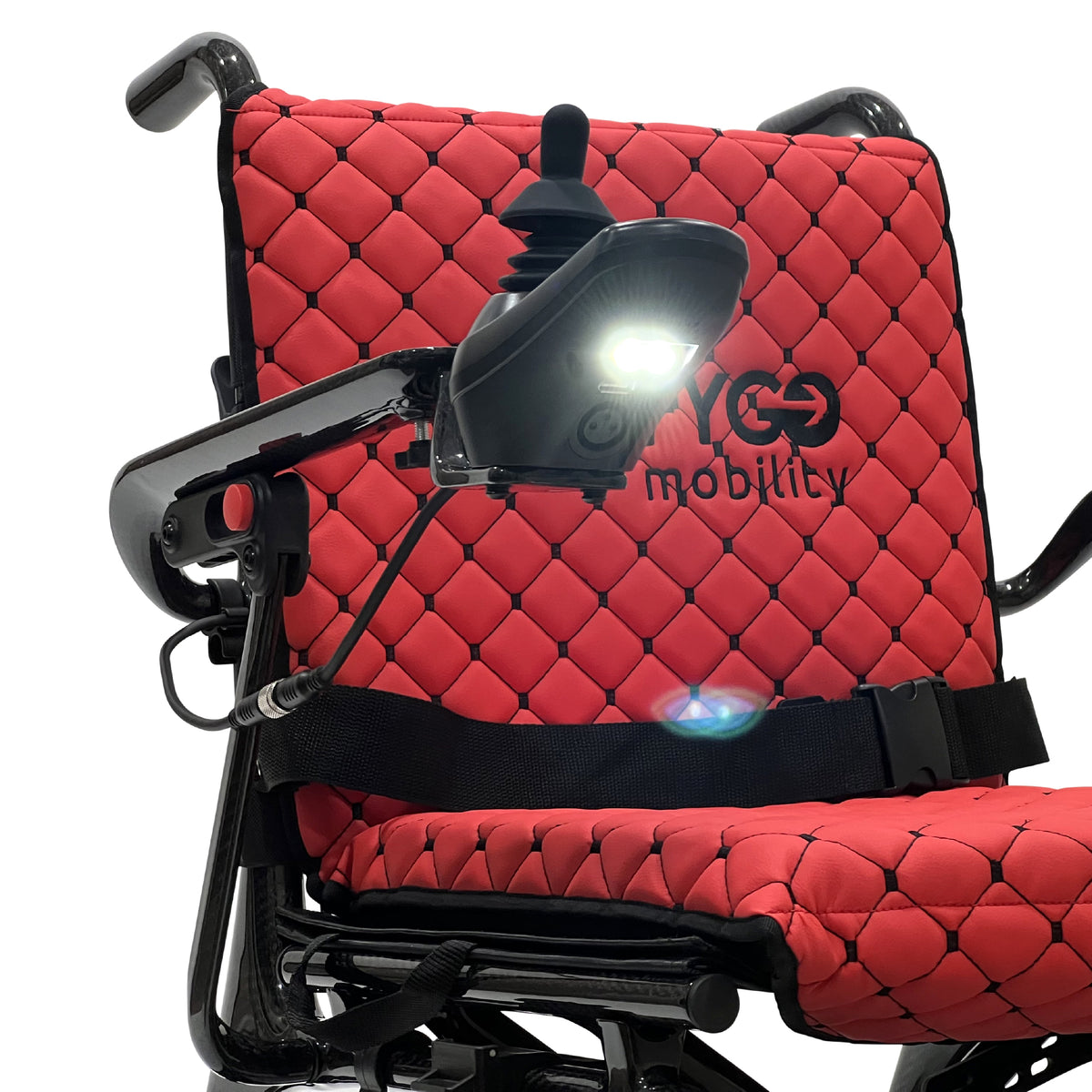 ComfyGO IQ-Carbon Elektrorollstuhl aus Carbon, Bezug Rot, Ansicht 7